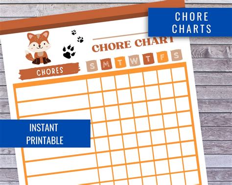 Animal Chore Chart For Kids Reward Chart Kids Printables Etsy Canada