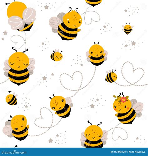 Bee Honey Seamless Pattern Stock Vector Illustration Of Wallpaper