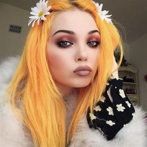 When you lighten hair to a medium brown color, you get an orange undercoat or tone. yellow hair on Tumblr