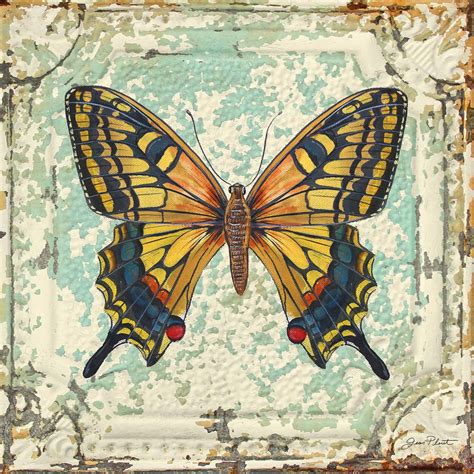 Lovely Yellow Butterfly On Tin Tile By Jean Plout Butterfly Art