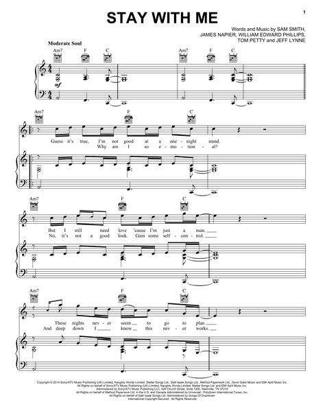 What was sam smith's purpose for writing this song. Stay With Me | Sheet Music Direct