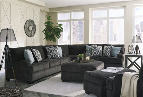 Charenton Charcoal Sectional Charcoal Living Rooms Grey Sofa Living