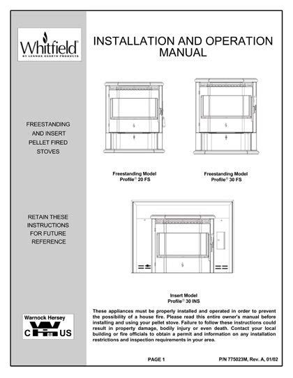 Whitfield Profile 20 30 User Manual Pelletwp2030