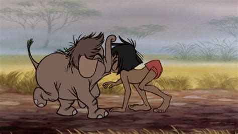 "Jungle Book" Mowgli and his baby elephant friend. | Jungle book