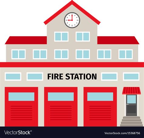 Fire Station Flat Colorful Building Icon Vector Image