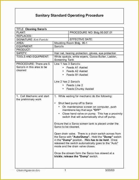 Standard Operating Procedure Template Free Of Accounting Standard