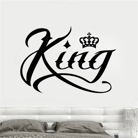 Vinyl Wall Decal King Word Inscription Crown Stickers Unique T 171