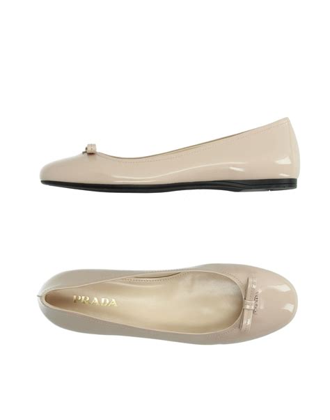 Lyst Prada Patent Leather Ballet Flats In Natural