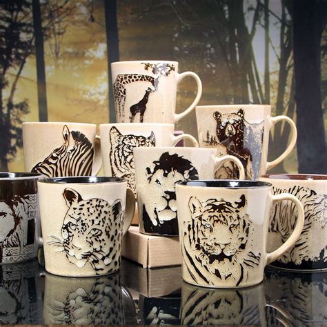 Hand Painted African Animals Porcelain Cups And Mugs 540ml Giraffe