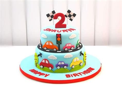 Car Vehicles Theme Cake In 2020 Cars Theme Cake Twin Birthday Cakes