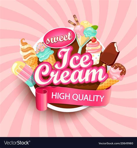 Colorful Ice Cream Shop Logo Label Or Emblem In Caartoon Style For Your