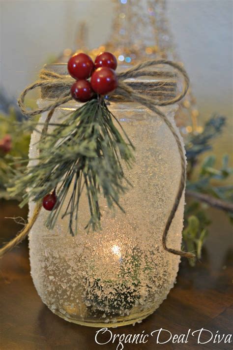 Snow Covered Mason Jar Candle Holder