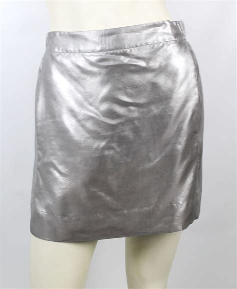 J Crew Metallic Silver Silk Mini Skirt Size 2 New Mini Skirts