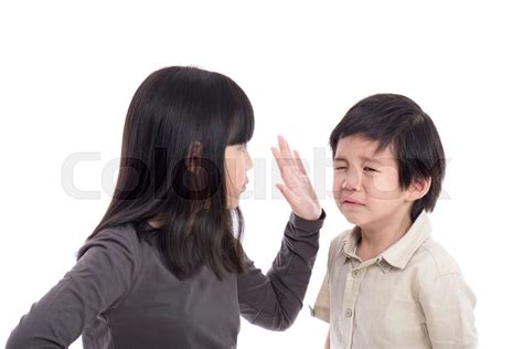 Asian Sister And Brother Quarreling Stock Image Colourbox