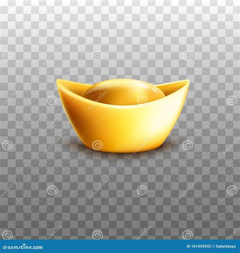 Chinese Gold Ingot In Traditional Shape Realistic Vector Illustration