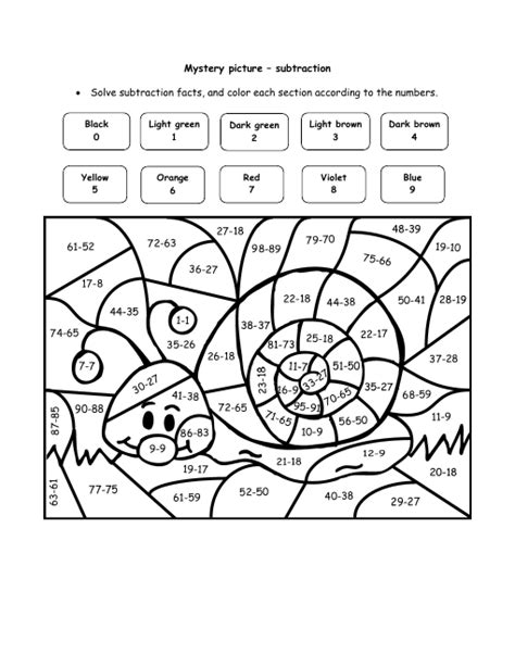 Super Teacher Worksheets Math Puzzle Picture Happy Snail