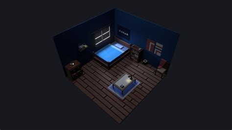 simple voxel bedroom    model  jonathanzwhite
