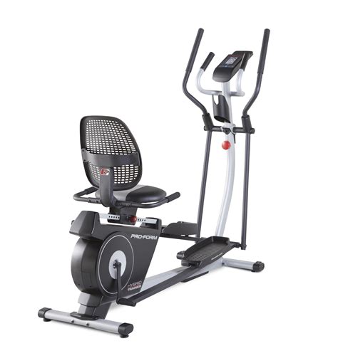 The cushioned seat is oversized with both vertical and horizontal adjustment capabilities. ProForm Hybrid Trainer 2-in-1 Elliptical and Recumbent Bike-Sears