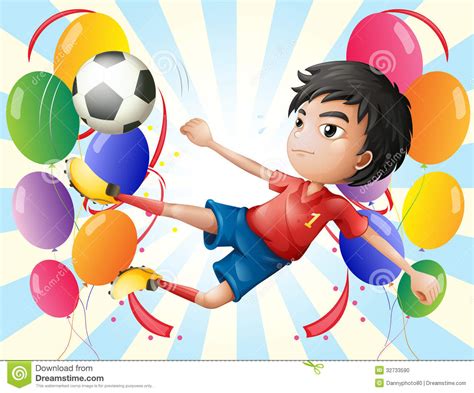 A Soccer Player With Balloons Stock Vector Illustration Of Ball Game