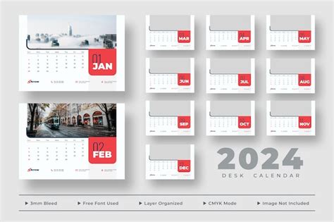 Premium Psd 2024 Desk Calendar Template Design