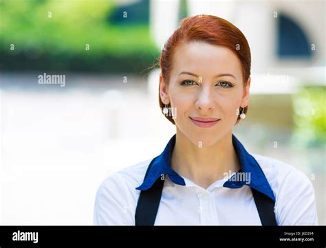 Closeup Headshot Portrait Young Beautiful Business Woman In White Shirt