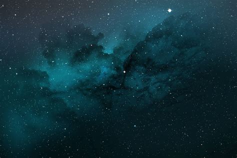 Download Cyan Stars Galaxy Clouds Wallpaper
