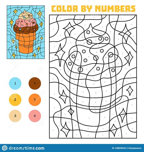 Color by number, Ice Cream stock vector. Illustration of education