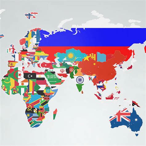Flags Of The World Map Wall Sticker By The Binary Box