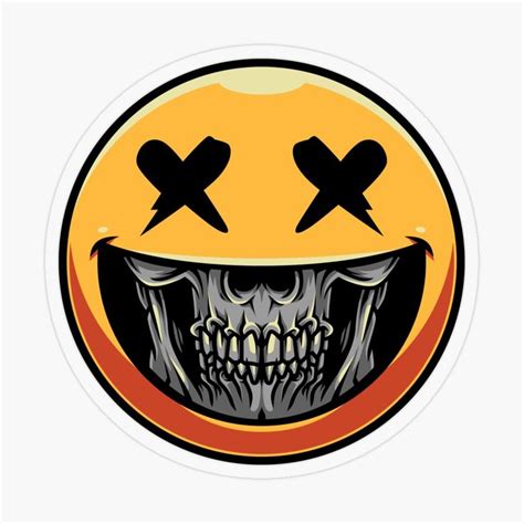 Smile Skull Sticker By Hybridostore Skull Sticker Graffiti Drawing
