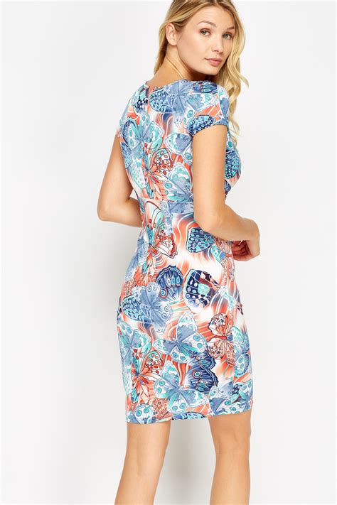 butterfly print bodycon dress just 7