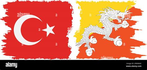 Bhutan And Turkey Grunge Flags Connection Vector Stock Vector Image
