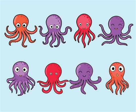 Cartoon Octopus Vector Set Vector Art And Graphics