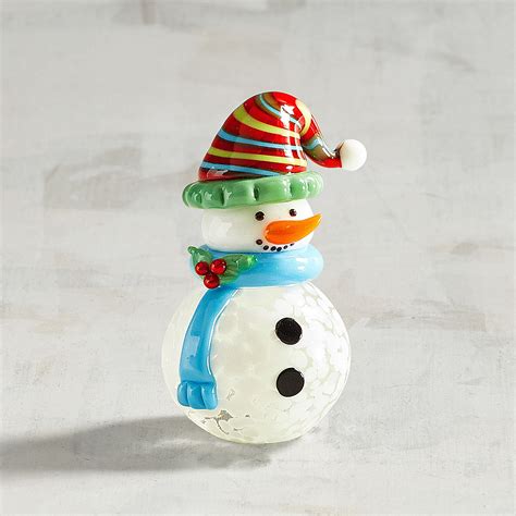 Collectible Glass Snowman with Hat Christmas Figurine - Pier1