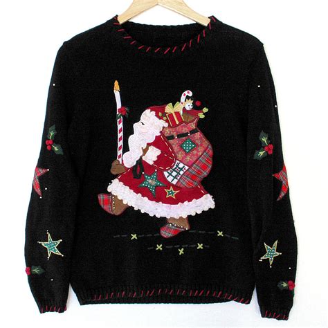 Santas Big Candle Tacky Ugly Christmas Sweater The Ugly Sweater Shop