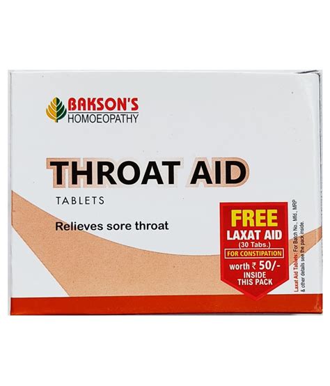 Bakson Throat Aid 75tabs Free Laxat Aid 30 Tabs Tablet 225 Gm Pack Of 3