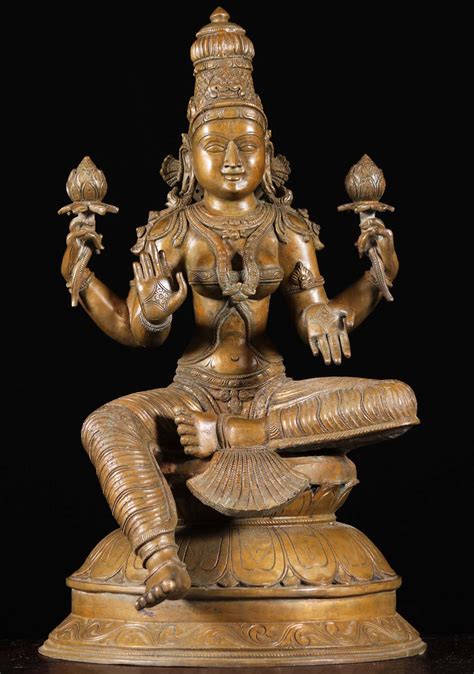 Sold Bronze Goddess Of Wealth Lakshmi Sculpture B Hindu Gods Buddha Statues