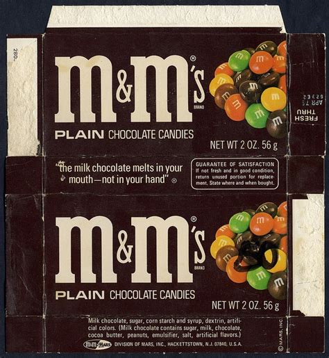 Mandm Mars Mandms Plain Chocolate Candies Photo Candy Box 1978