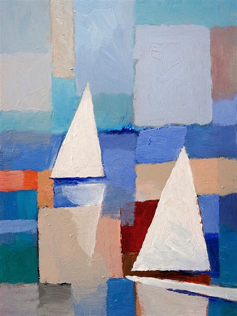 Abstract Sailboats Painting By Lutz Baar