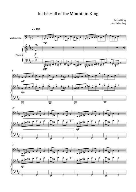 In The Hall Of The Mountain King For Cello With Piano Sheet Music