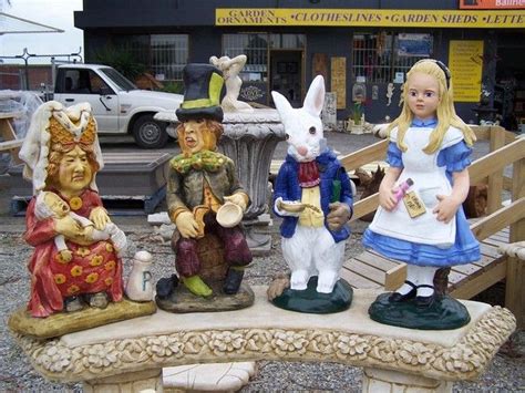 Painted Alice In Wonderland Alice In Wonderland Statues Concrete