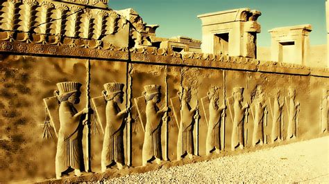 Temple Wall History Column Ruins Iran Monument Persepolis