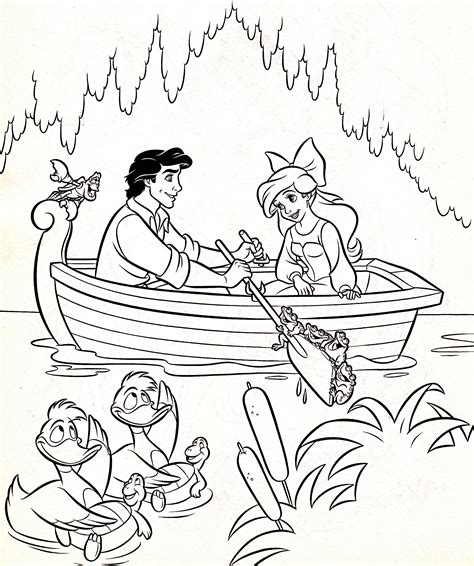 Walt Disney Coloring Pages Sebastian Prince Eric And Princess Ariel