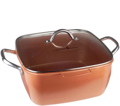 Copper Chef 13 Qt Jumbo Deep Square Pan With Lid And Basket Used