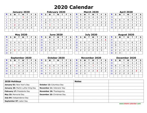 2020 Printable Calendars With Us Holidays Free Printable Calendar Monthly