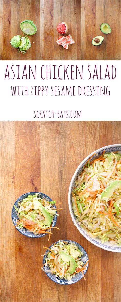 Asian Chicken Salad With Zippy Sesame Dressing Scratch Eats