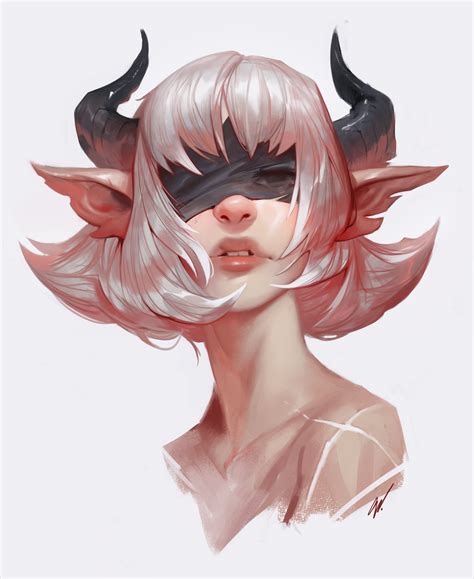 ArtStation White Background Women Demon Girls Simple Background Succubus Fantasy Girl