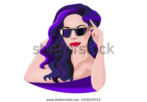 Beautiful Girl Sunglasses Vector Illustration Stock Vector Royalty