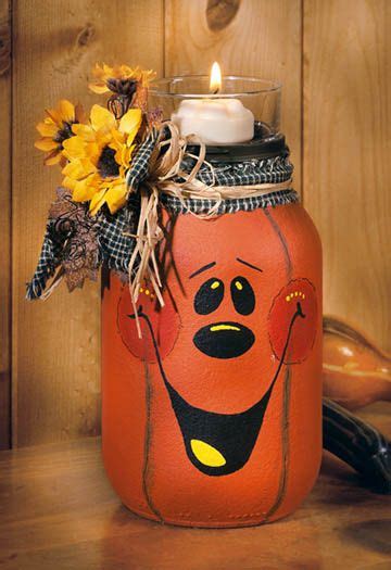 Jack O Lantern Candle Jar Halloween Craft Ideas