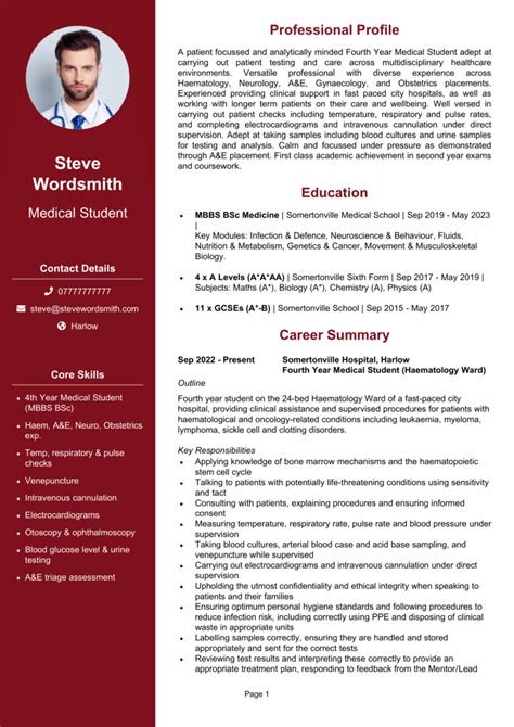2 Medical Student Cv Examples Writing Guide Get Noticed