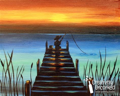 Galleries Creatively Uncorked Fishing Painting Canvas Summer